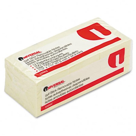 Universal Battery Universal Standard Self-Stick Notes 1-1/2 x 2 Yellow 12 100-Sheet Pad Pack 35662